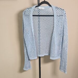 Mango Sky Blue Open Knit Cardigan